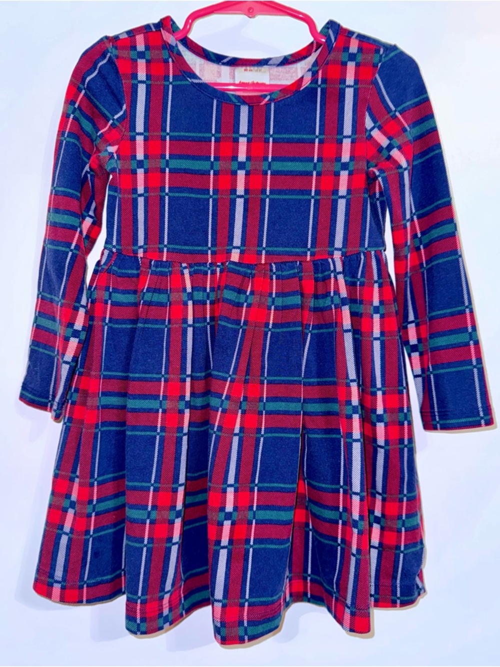 Girls' Hanna Andersson Navy & Red Plaid Long-Sleeve Dress - Classic 3t
